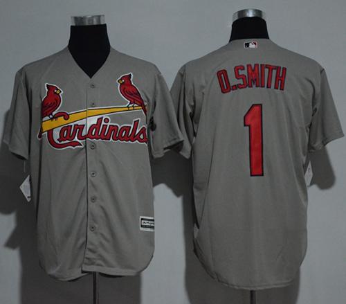 Cardinals #1 Ozzie Smith Grey New Cool Base Stitched MLB Jersey - Click Image to Close